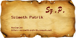 Szimeth Patrik névjegykártya